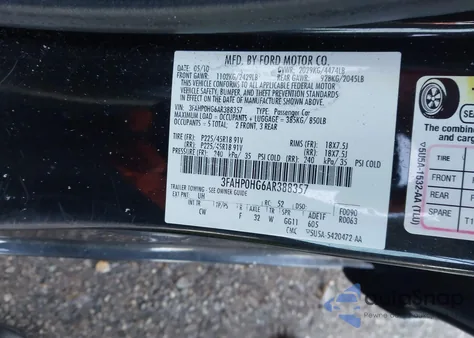 2010 Ford Fusion Se z USA, uszkodzony, nr VIN 3FAHP0HG6AR388357